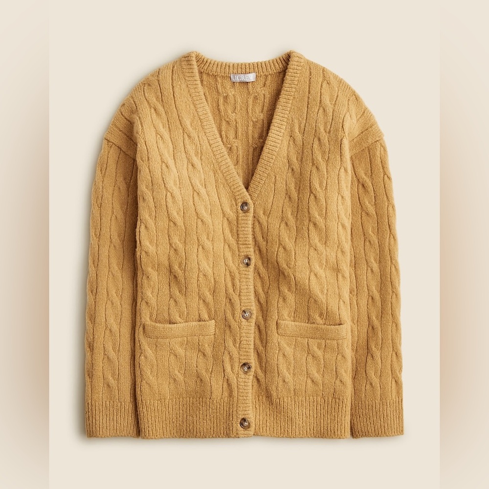 New J.Crew Relaxed cable-knit cardigan sweater